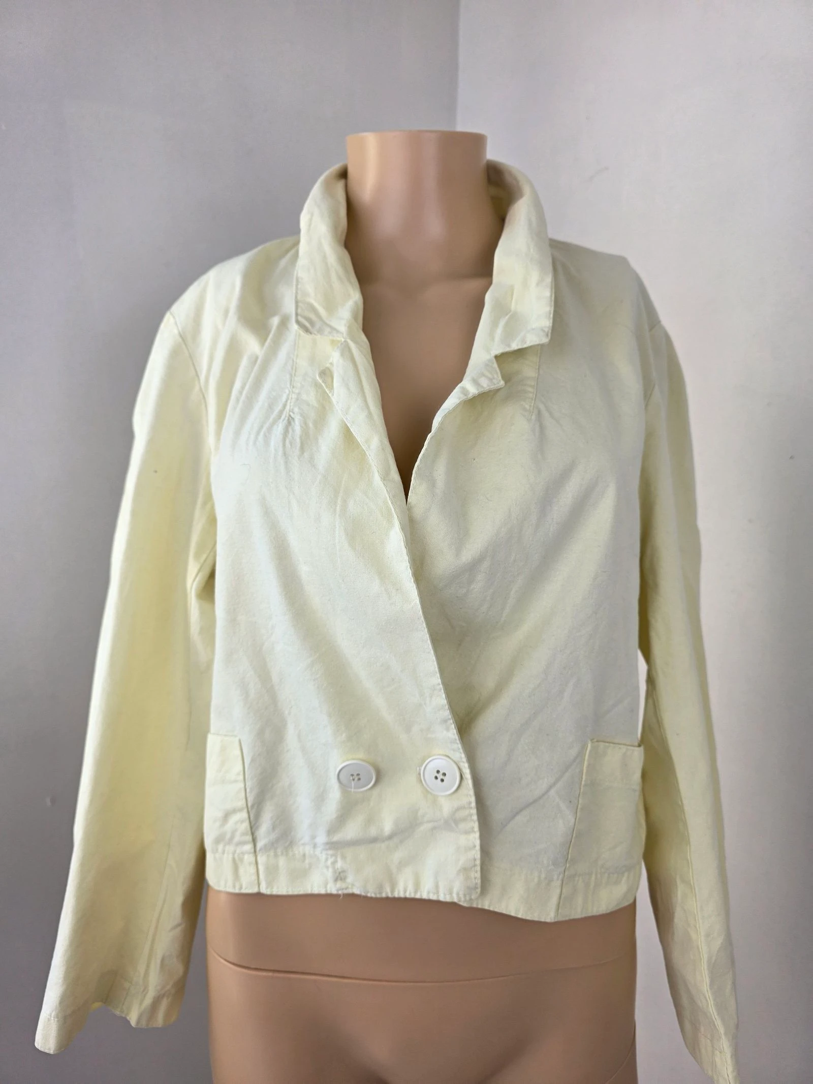 Veste / blazer court croisé vintage 70s coton Fabriqué en France taille 34/36/38